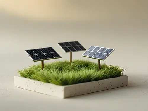 Tráva se solárními panely